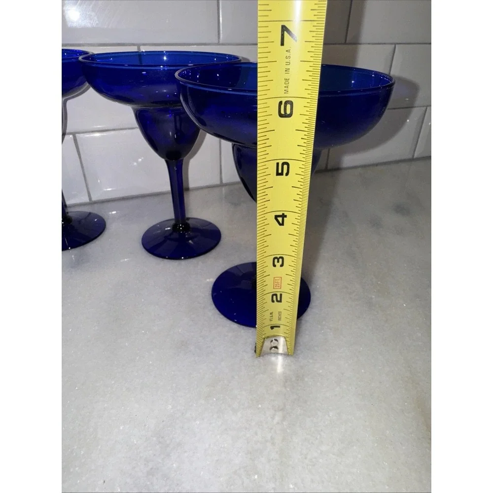 Set Of 6 Pier 1 Cobalt Blue Margarita‎ Glasses Elegant Classic Stemware GW009